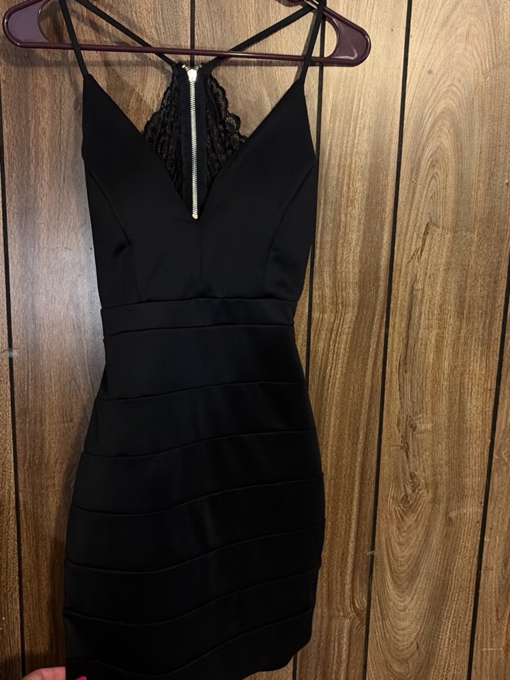 Black Lace-Back Bodycon Mini Dress